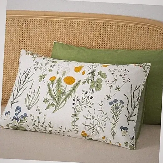 100% Cotton Floral Pillow Cases Standard Size Set of 2, 19''×29'', Reversible