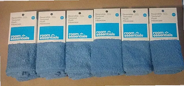 6 Reversible Textured Plush Standard Size Pillowcase in Blue 20"x30"