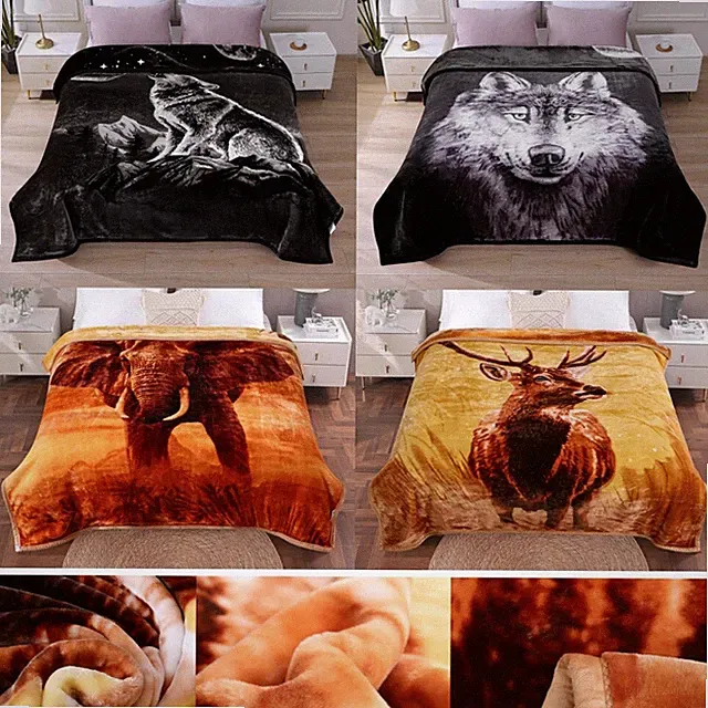 Animal/Floral Design Thick Heavy Blanket Super Soft Warm Korean Mink Queen/King