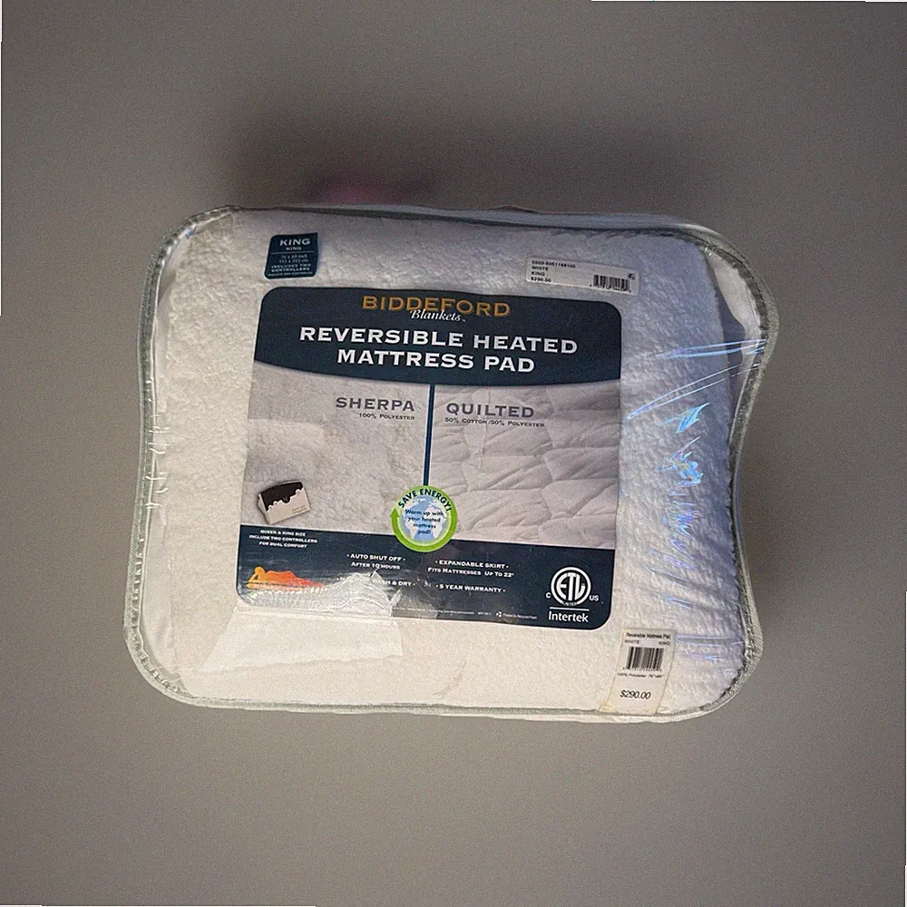 Biddeford Quilted Sherpa Reversible King Heated Electric Mattress Pad Topper