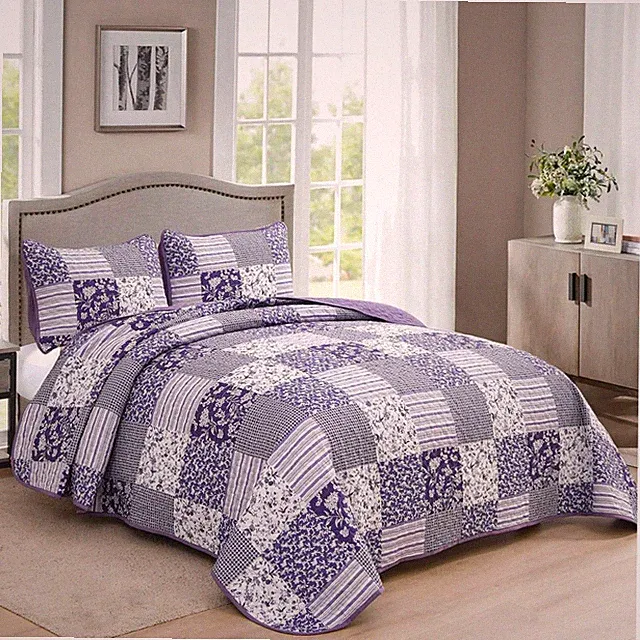 Boho Patchwork Reversible Bedding Set Queen#