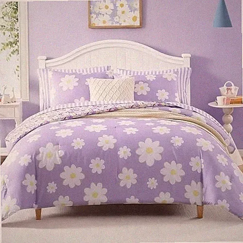 Comforter Set for Girls Kids Bedding Set Reversible with Twin XL Purple Daisy