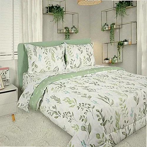 Comforter Set for Girls, Reversible 5 Pieces Comforter Size Twin Green Leaf
