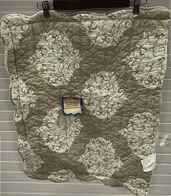 Cracker Barrel Daryn Reversible Whole Cloth Quilted Sham Standard Size Damask