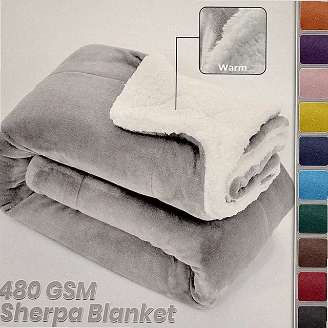 Heavy Thick Sherpa Fleece Blanket Throw Twin Queen Soft Reversible Bed Blankets