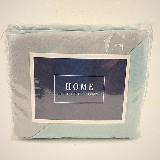 Home Reflections 600TC Easy Care Reverse Sheet Set w/Extra PCs Seaglass Full
