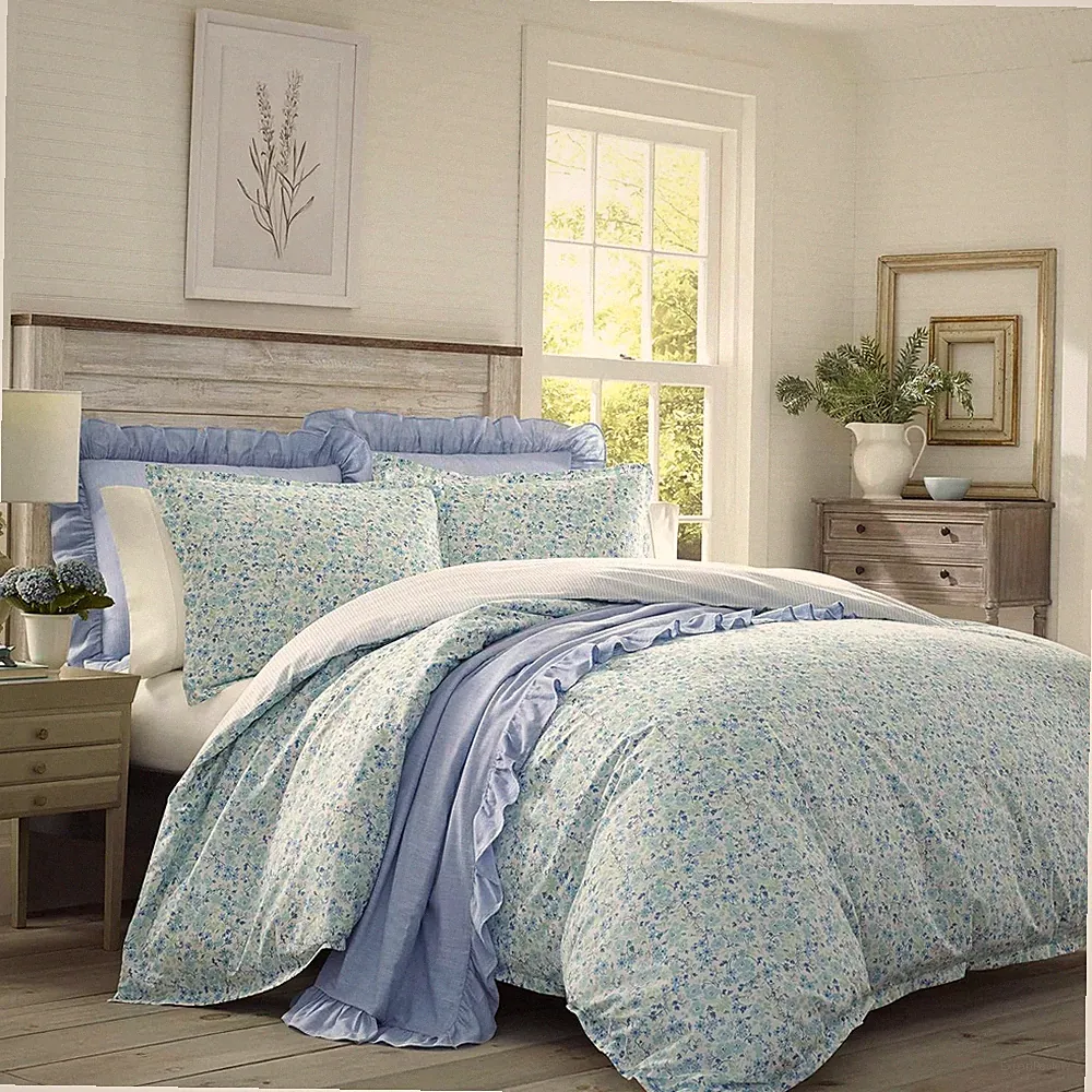 King Duvet Cover Set, Reversible Cotton Bedding with Matching Shams, Lightweig
