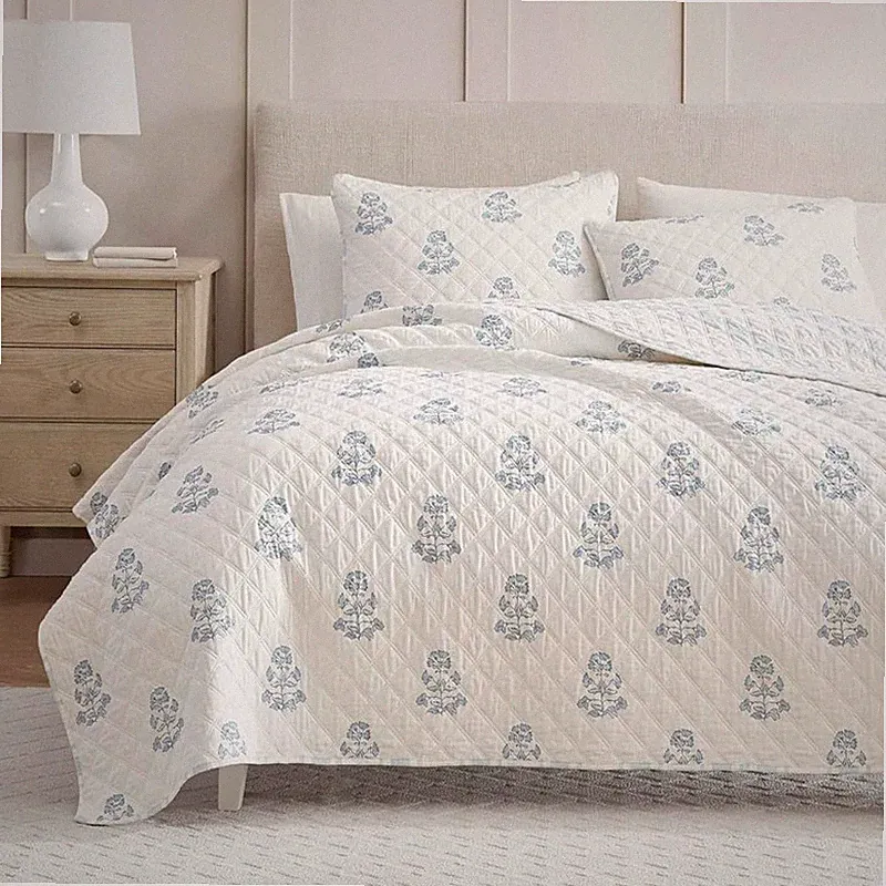 Martha Stewart - Queen Quilt Set 100 Cotton Reversible Bedding Set Incredibly