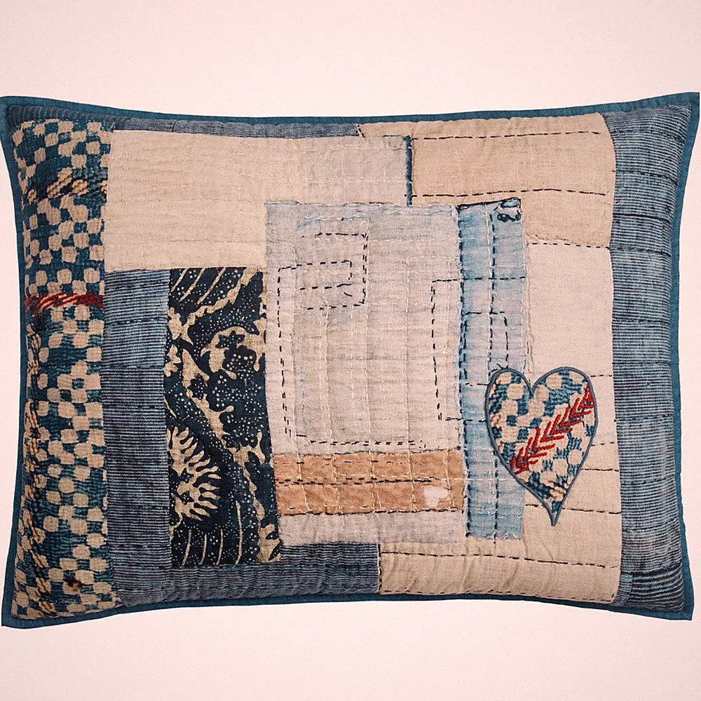 Pottery Barn Set of 2 Love Handcrafted Reversible Quilted Standard Shams