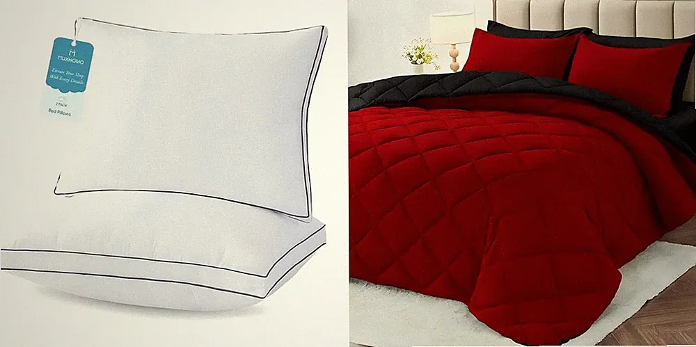Queen Comforter Set with 2 Bed Pillows - 7 Piece Reversible Bedding Set