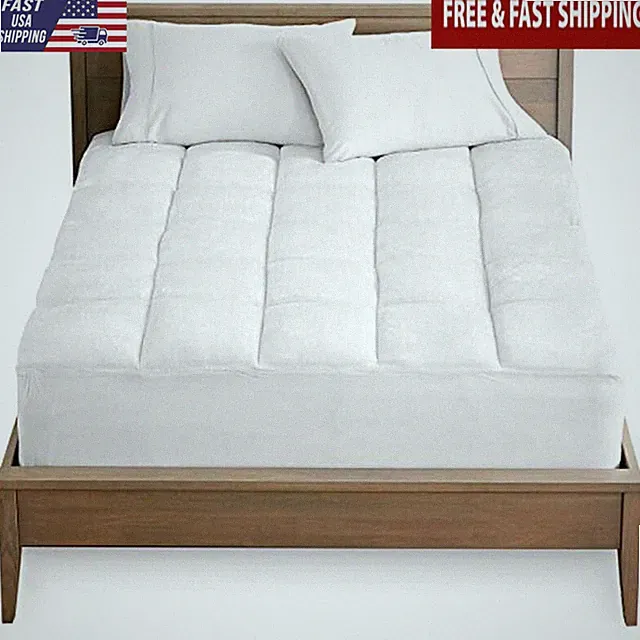 Twin XL Mattress Pad Reversible Cooling Fitted Cover Plush Protector Durable New