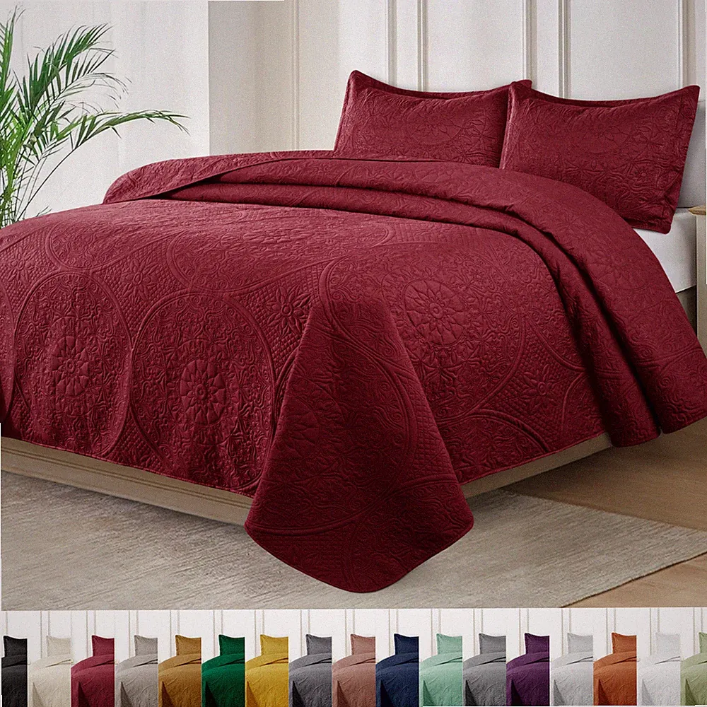 Ultra Soft Quilt Bedspread Set Reversible Coverlet Bedding Throw Twin Queen King