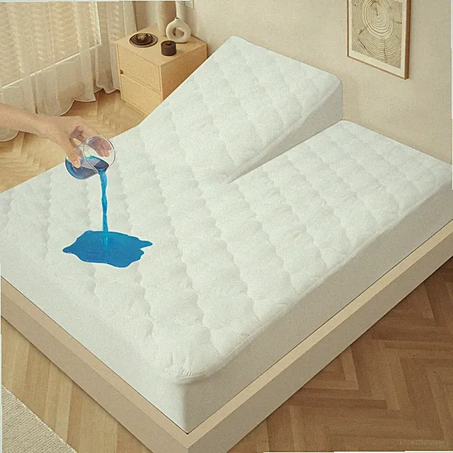 Waterproof Split Top King Mattress Protector Pad for Adjustable Beds, White