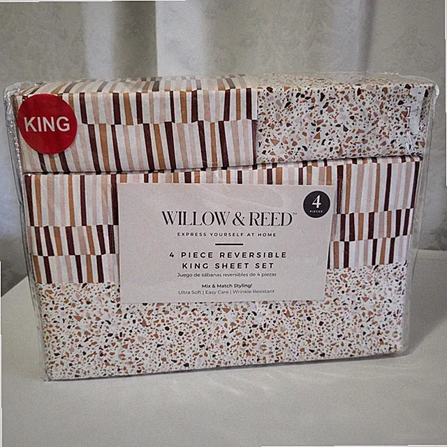 Willow & Reed 4 Piece Reversible KING Sheet Set Colorful